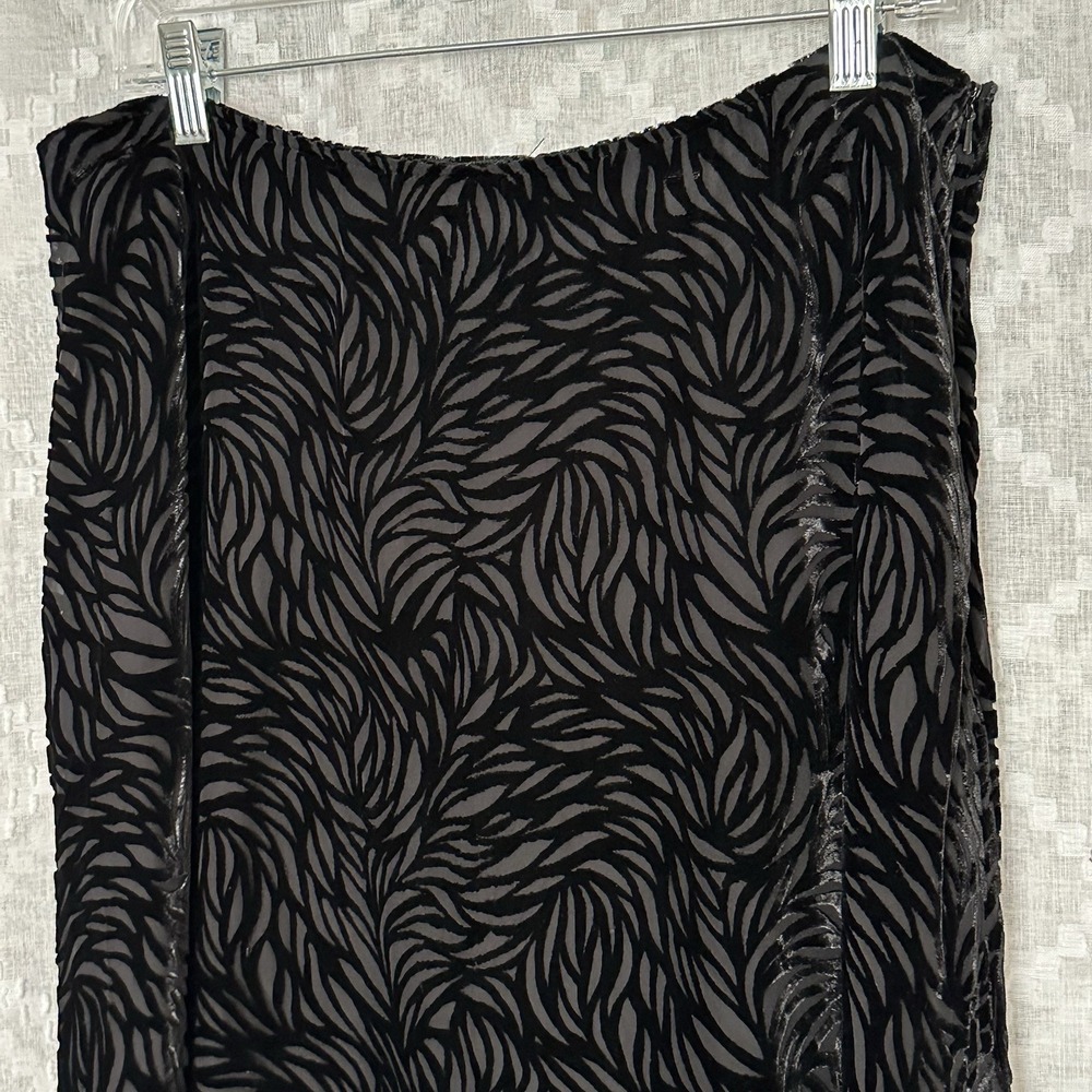 Vintage Rena Rowan Burnout Velvet Black Midi Skirt Sz 16 Dark Floral Whimsigoth